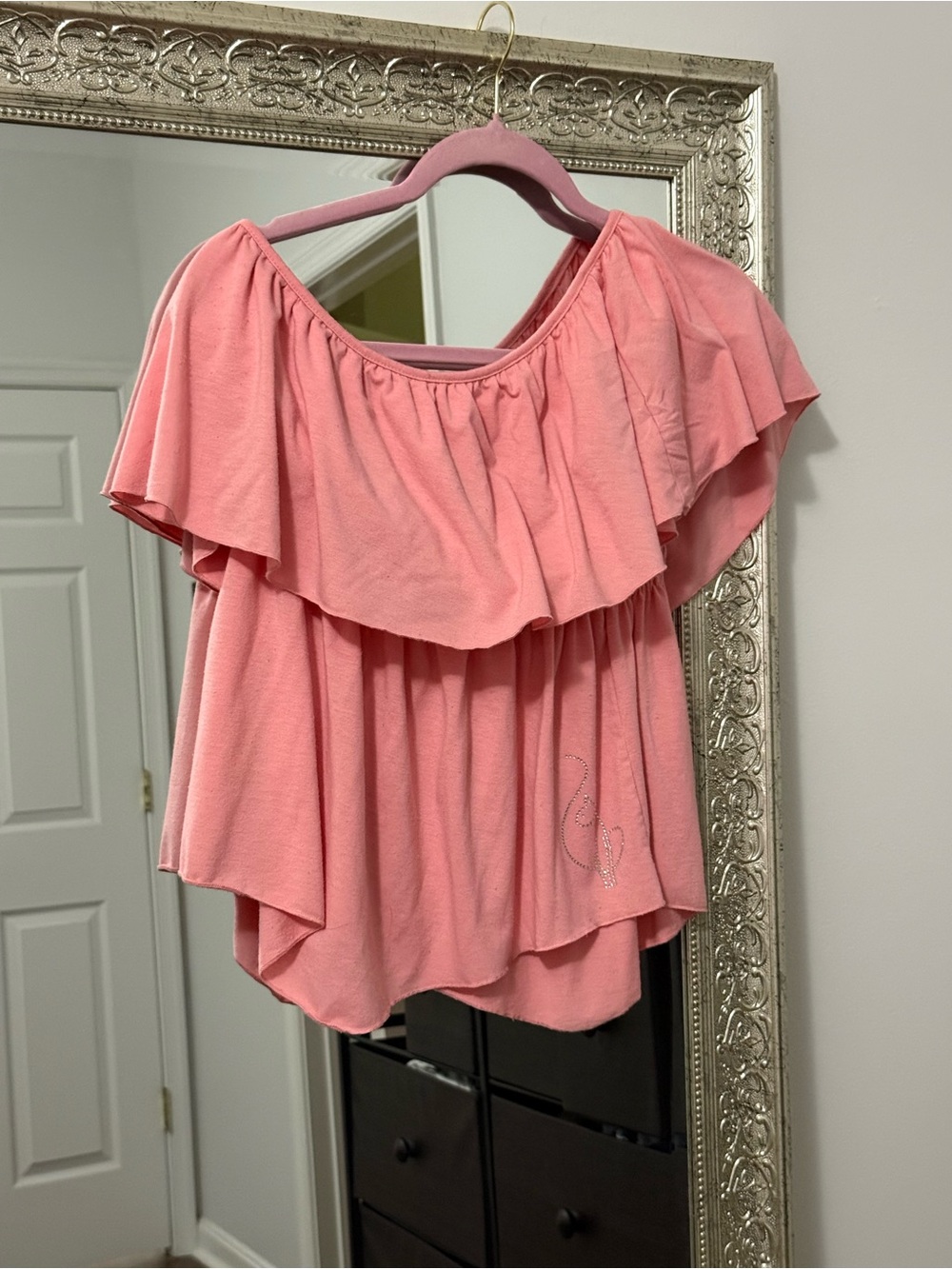 VINTAGE BABY PHAT Off-Shoulder Ruffle Top - Pink